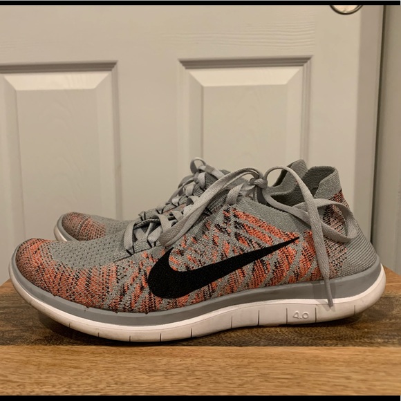 Nike Shoes Free 40 Flyknit Sneakers Gray Coral 9 Poshmark